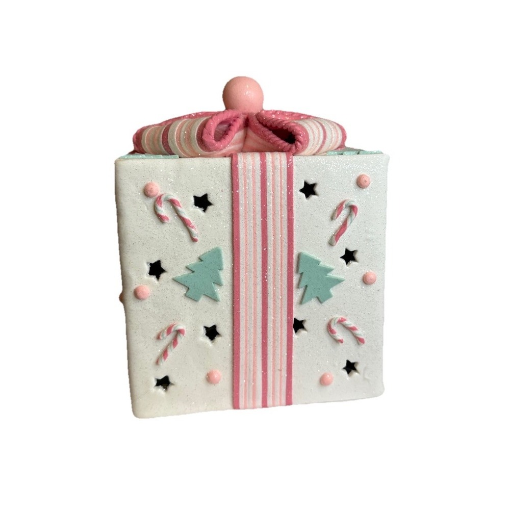 NEW Light Up Clay‎ Pastel Glitter Christmas Present Decoration